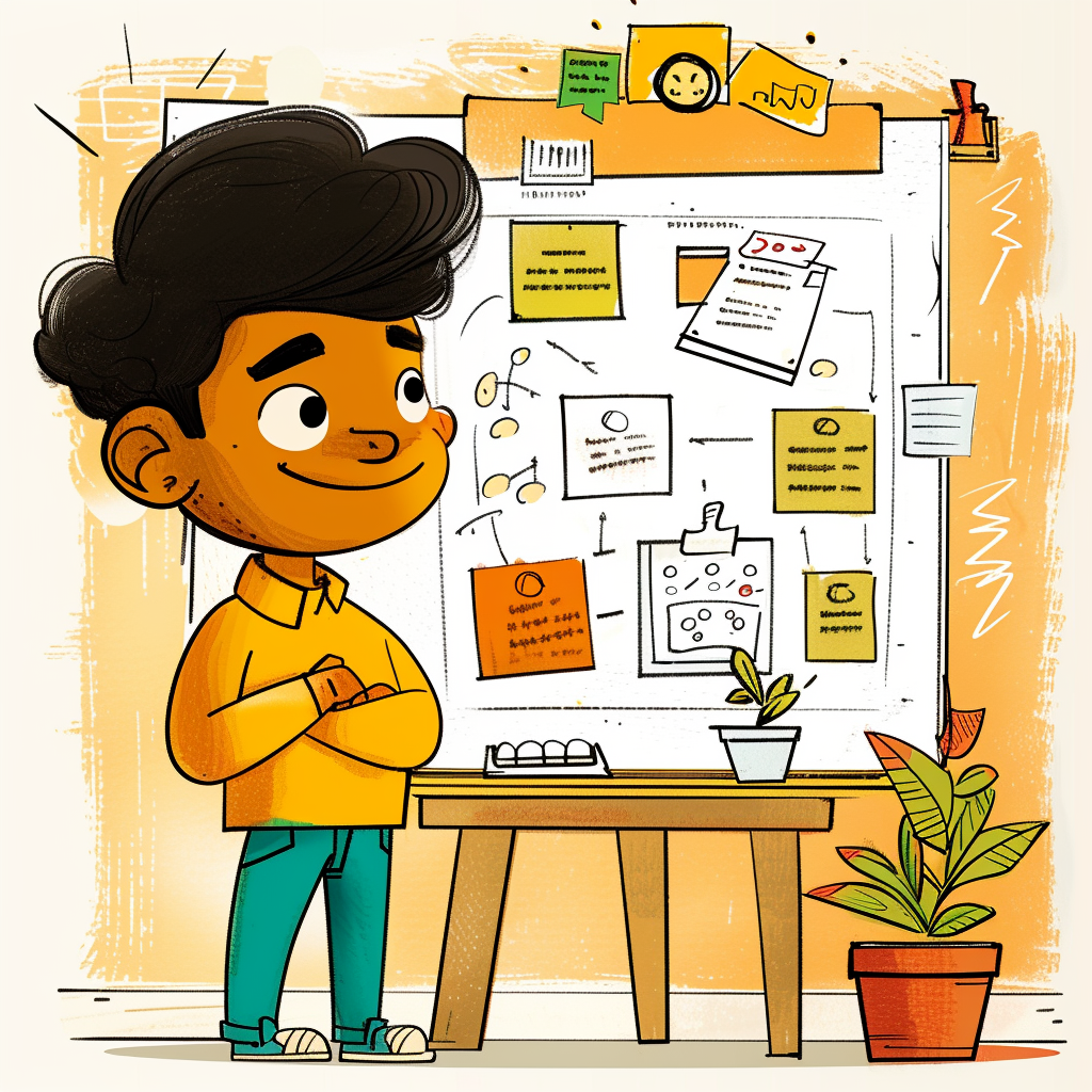 A founder at a whiteboard