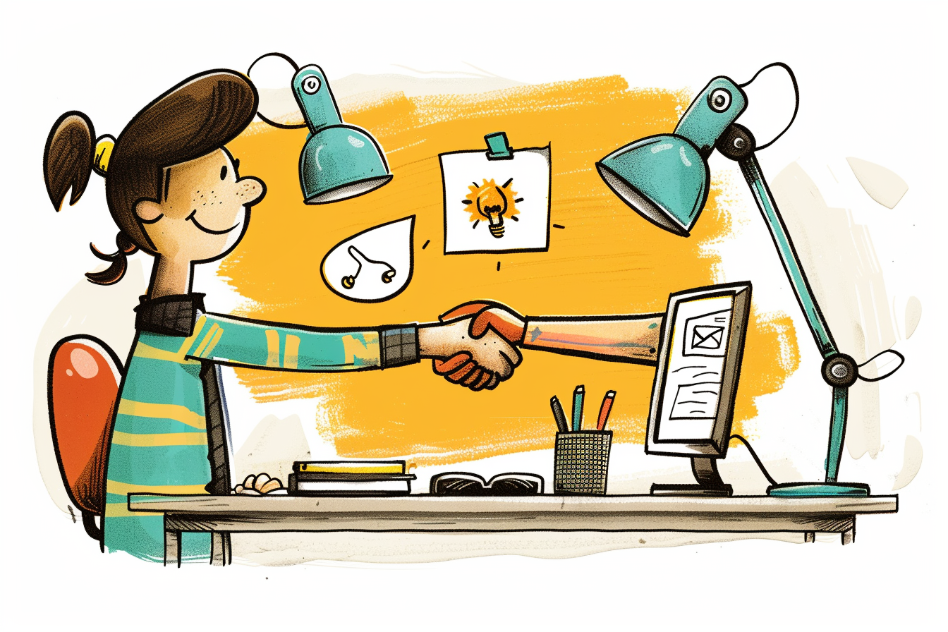 A handshake across a desk